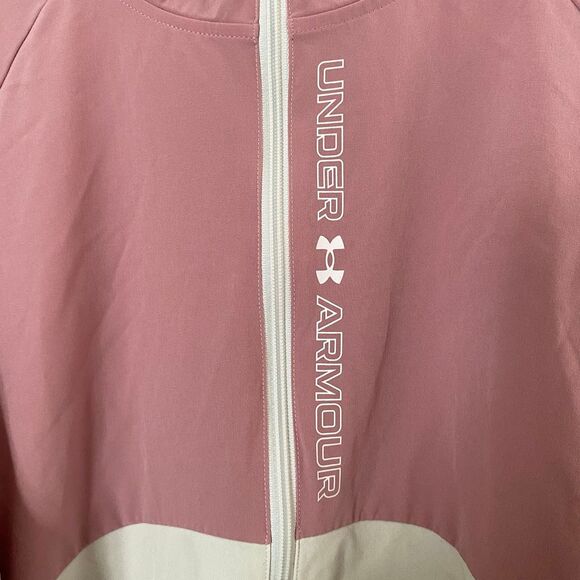 Under Armour Mauve Pink Beige Colorblock Windbreaker Jacket Women’s Medium Loose - Picture 7 of 7